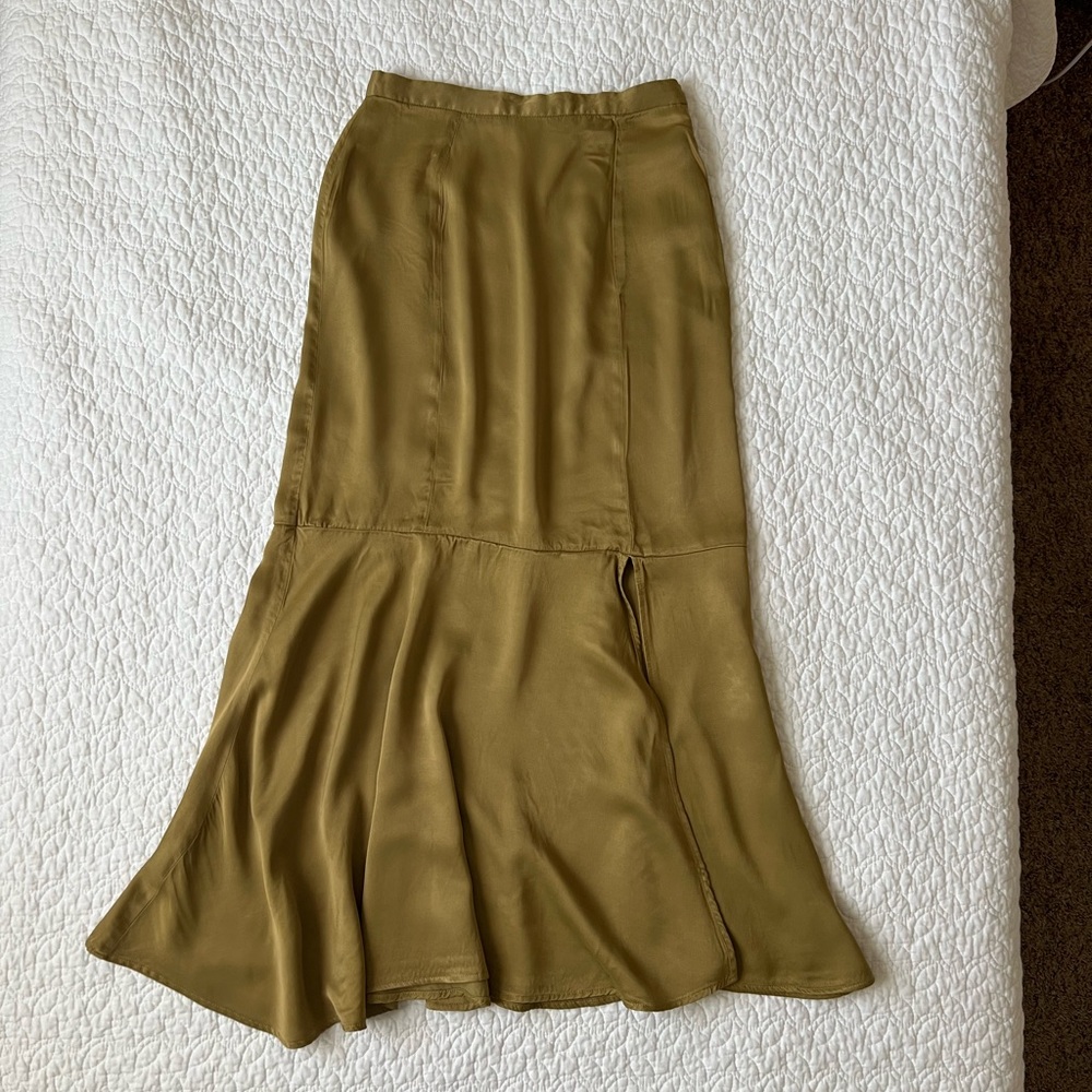Free people satin skirt | green